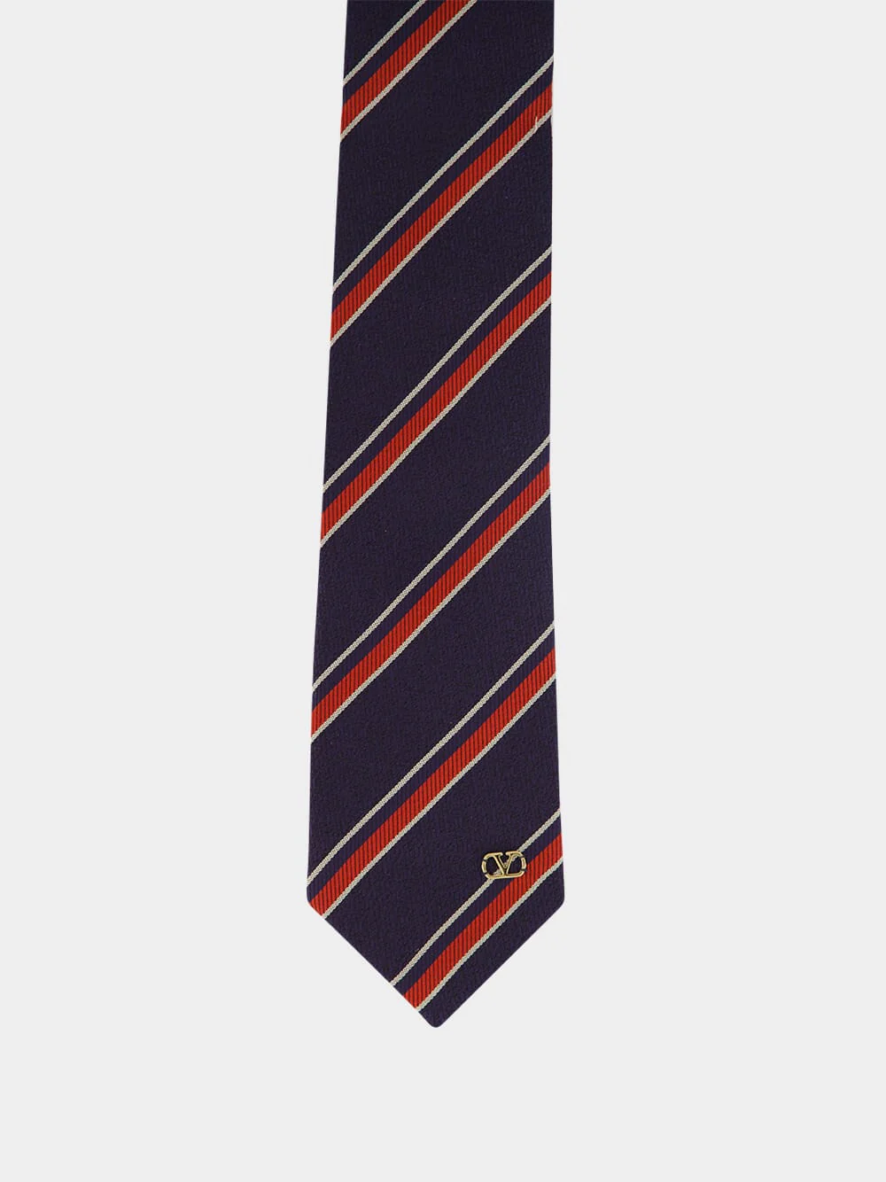 Navy and Burgundy Jacquard Regimental Silk Tie - Image 2