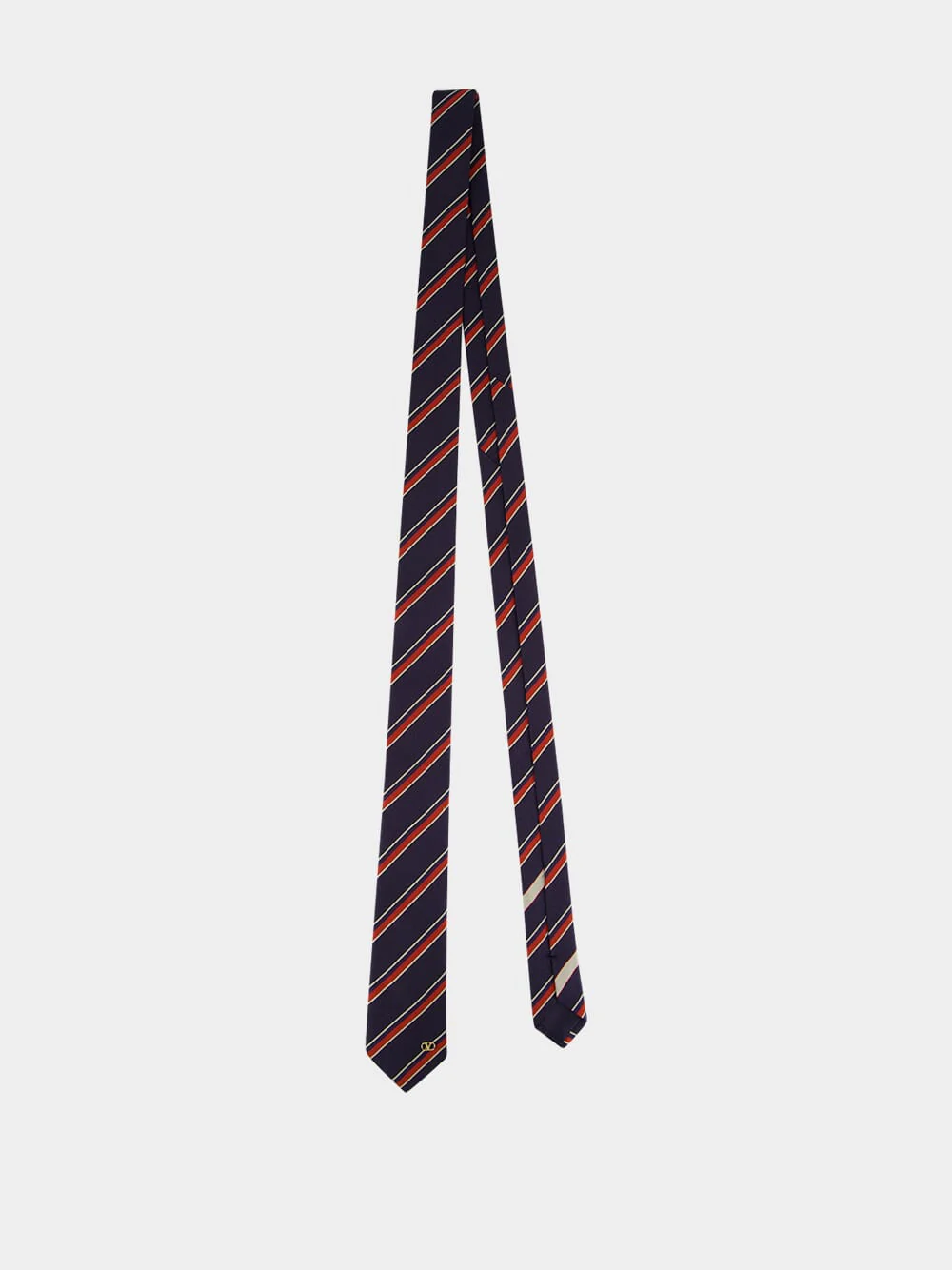 Navy and Burgundy Jacquard Regimental Silk Tie - Image 3