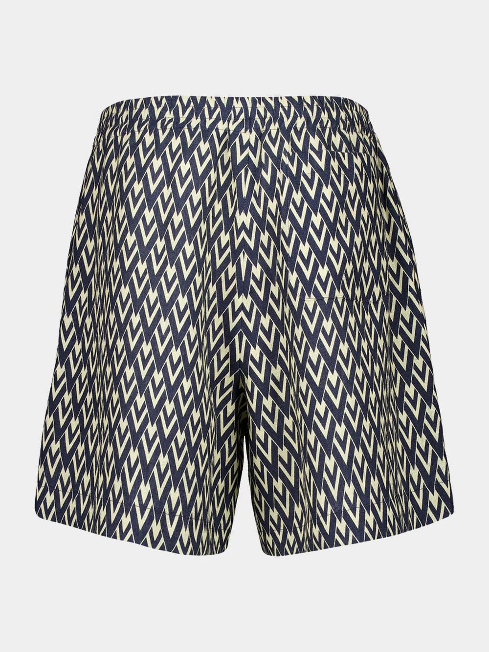 Navy and Cream Linen Bermuda Shorts - Image 2