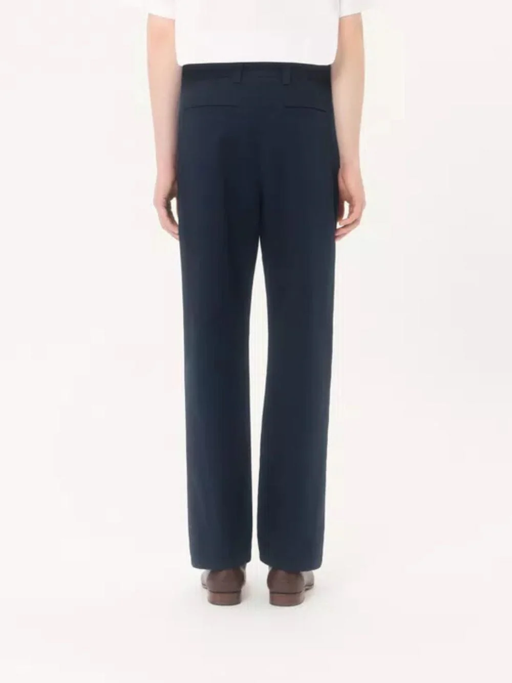 Navy Blue Cotton Gabardine Chino Trousers - Image 3