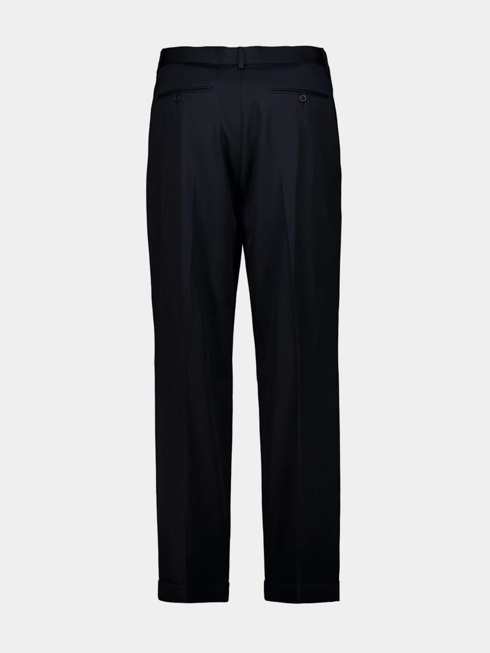 Navy Blue Cotton Gabardine Chino Trousers - Image 4