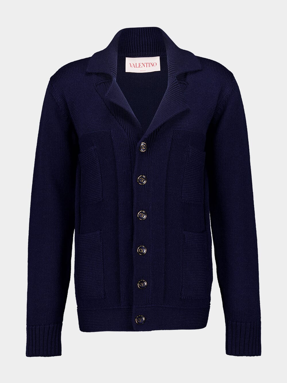 Navy Loose-Fit Wool and Cotton Cardigan