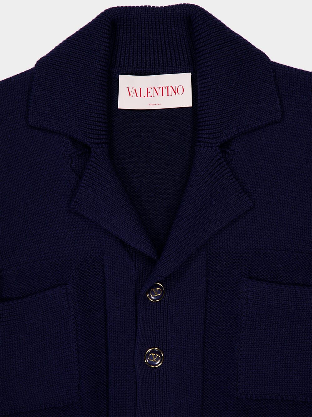 Navy Loose-Fit Wool and Cotton Cardigan - Image 3