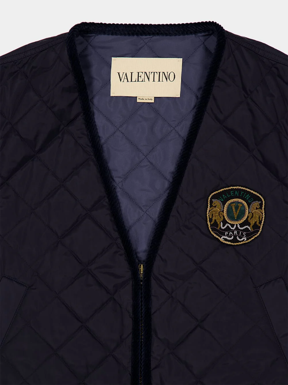 Navy Quilted Vest with Embroidered Patch - Image 4