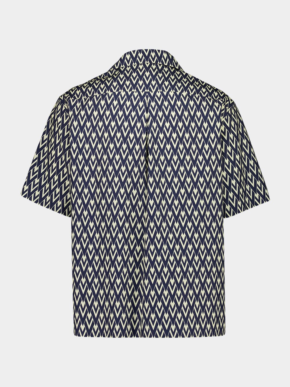 Navy Toute La V Cotton Popeline Bowling Shirt - Image 3
