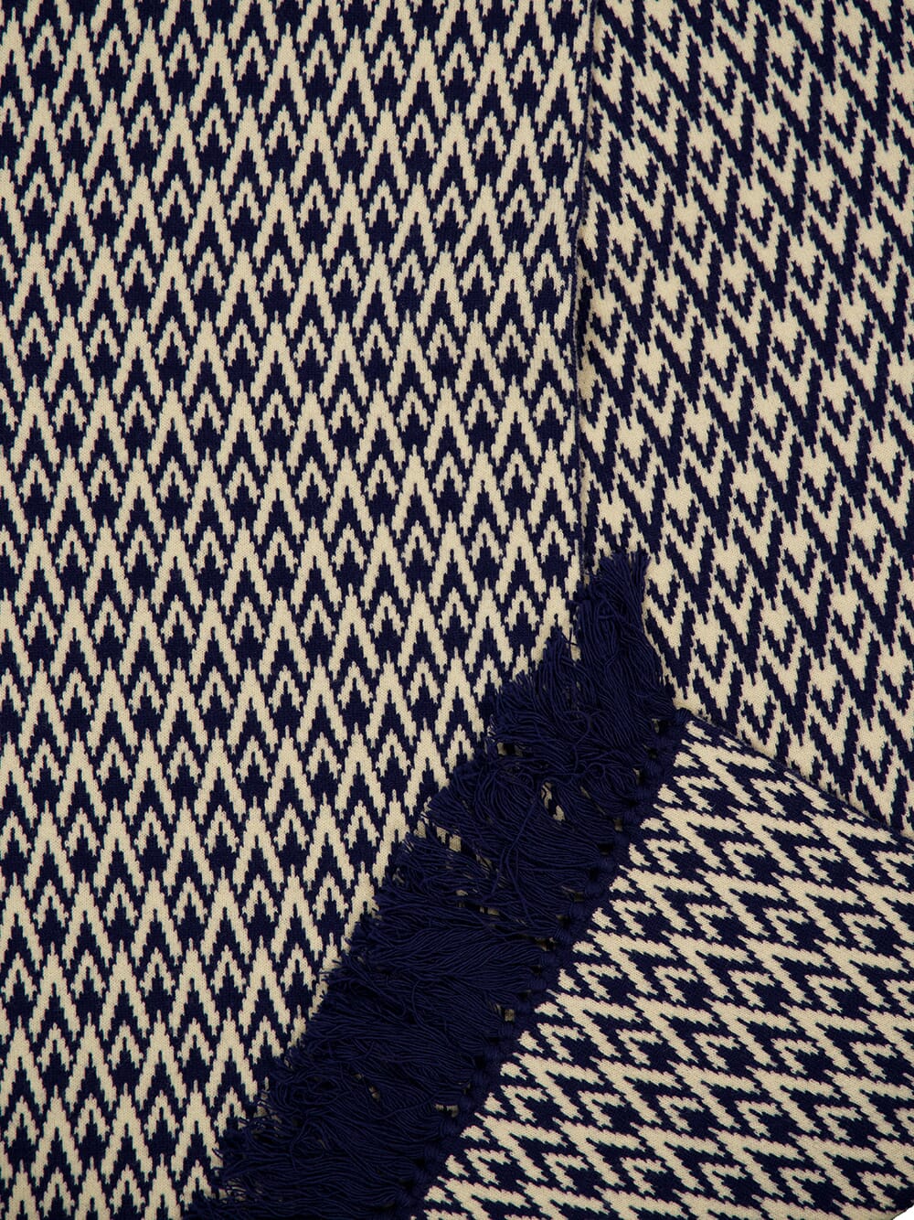 Navy Toute la V Wool Scarf - Image 2