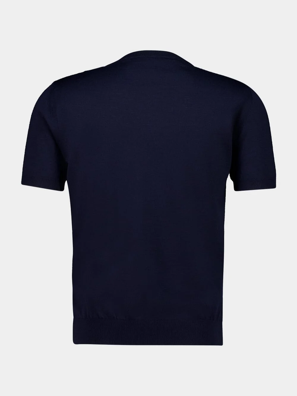 Navy Virgin Wool Knit T-Shirt - Image 2