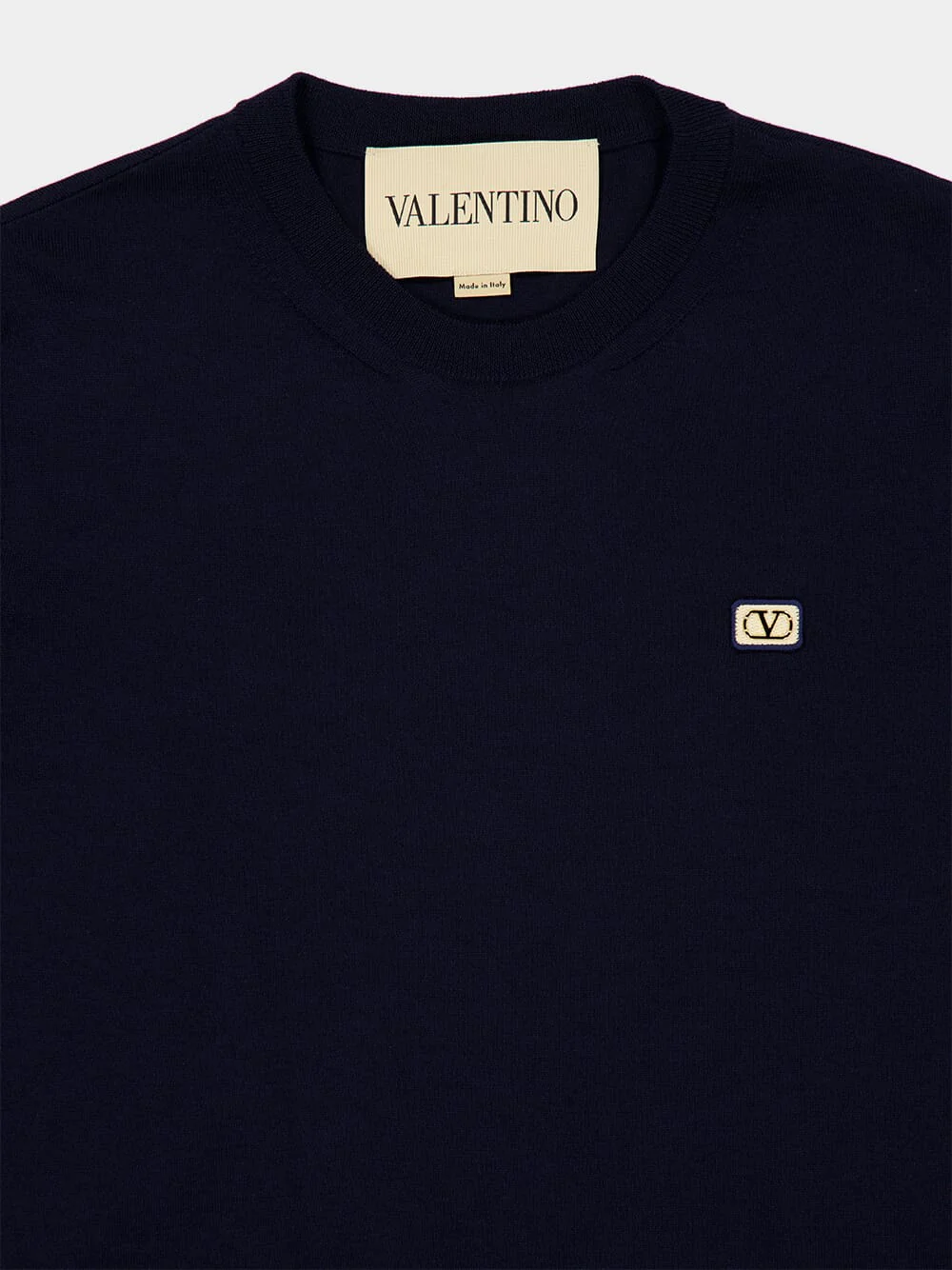 Navy Virgin Wool Knit T-Shirt - Image 3