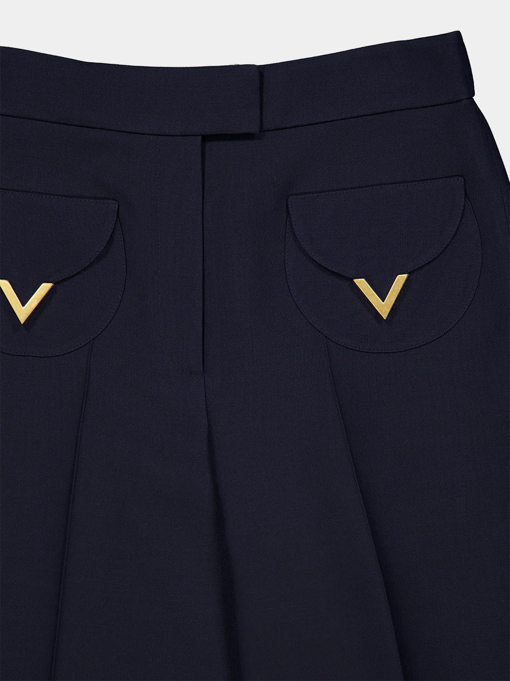Navy VLogo Wool Wide-Leg Trousers - Image 3