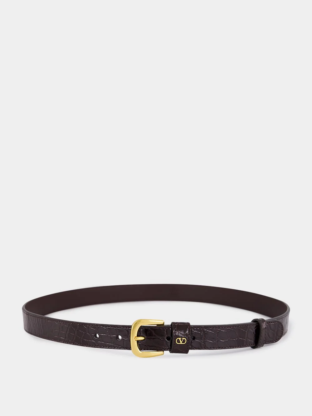 Oak Brown Alligator VLogo Belt