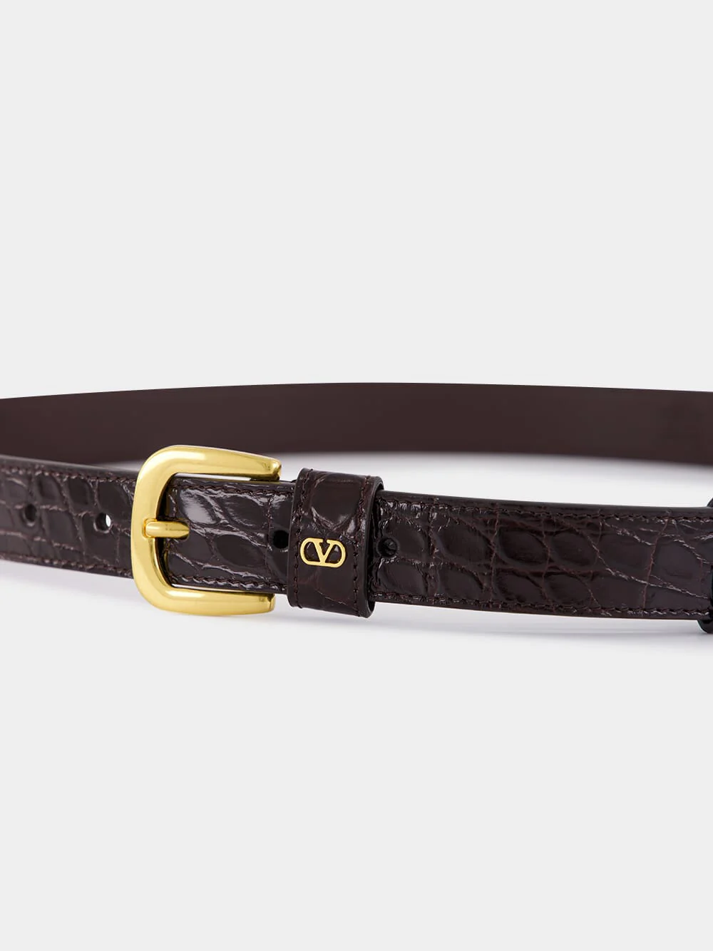 Oak Brown Alligator VLogo Belt - Image 3