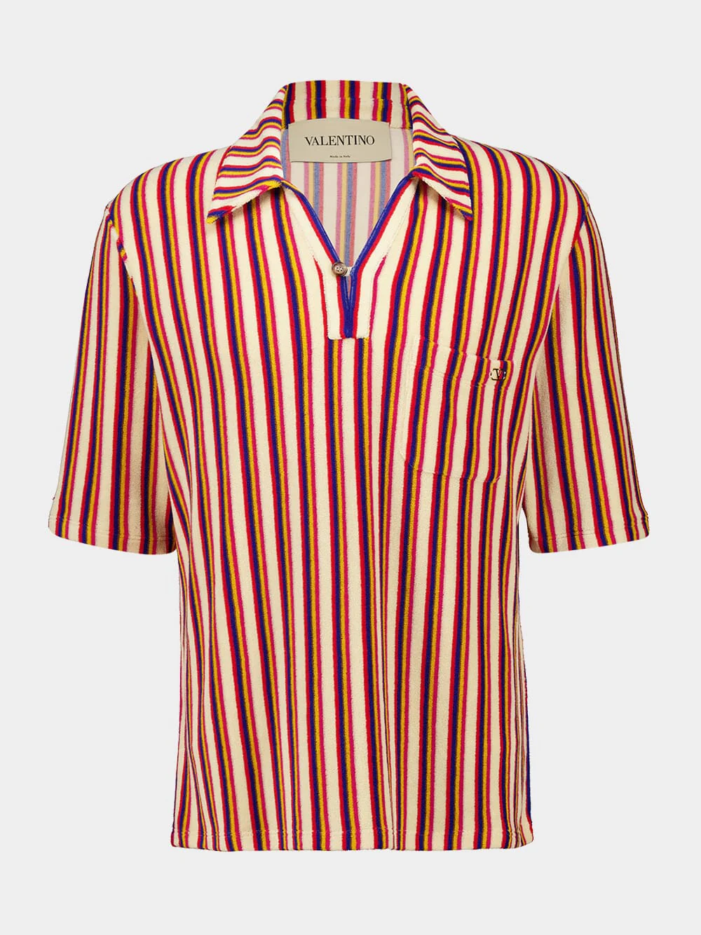 Orand and Brown Striped V-Neck Viscose Polo