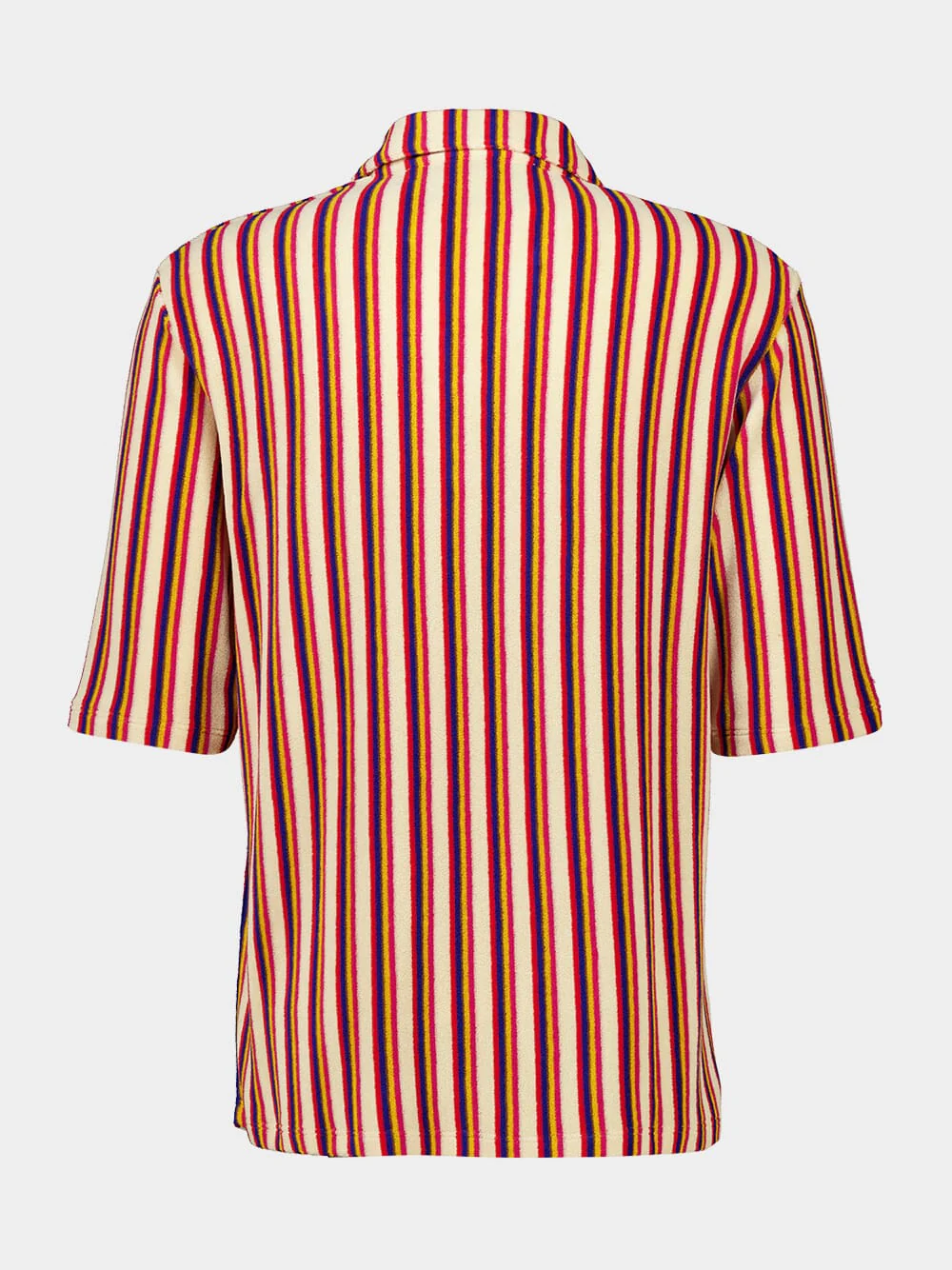Orand and Brown Striped V-Neck Viscose Polo - Image 2