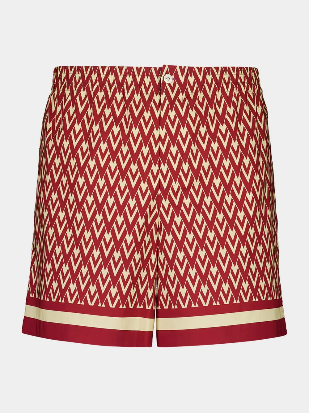 Red and Cream Cotton Bermuda Shorts with Toute la V Print