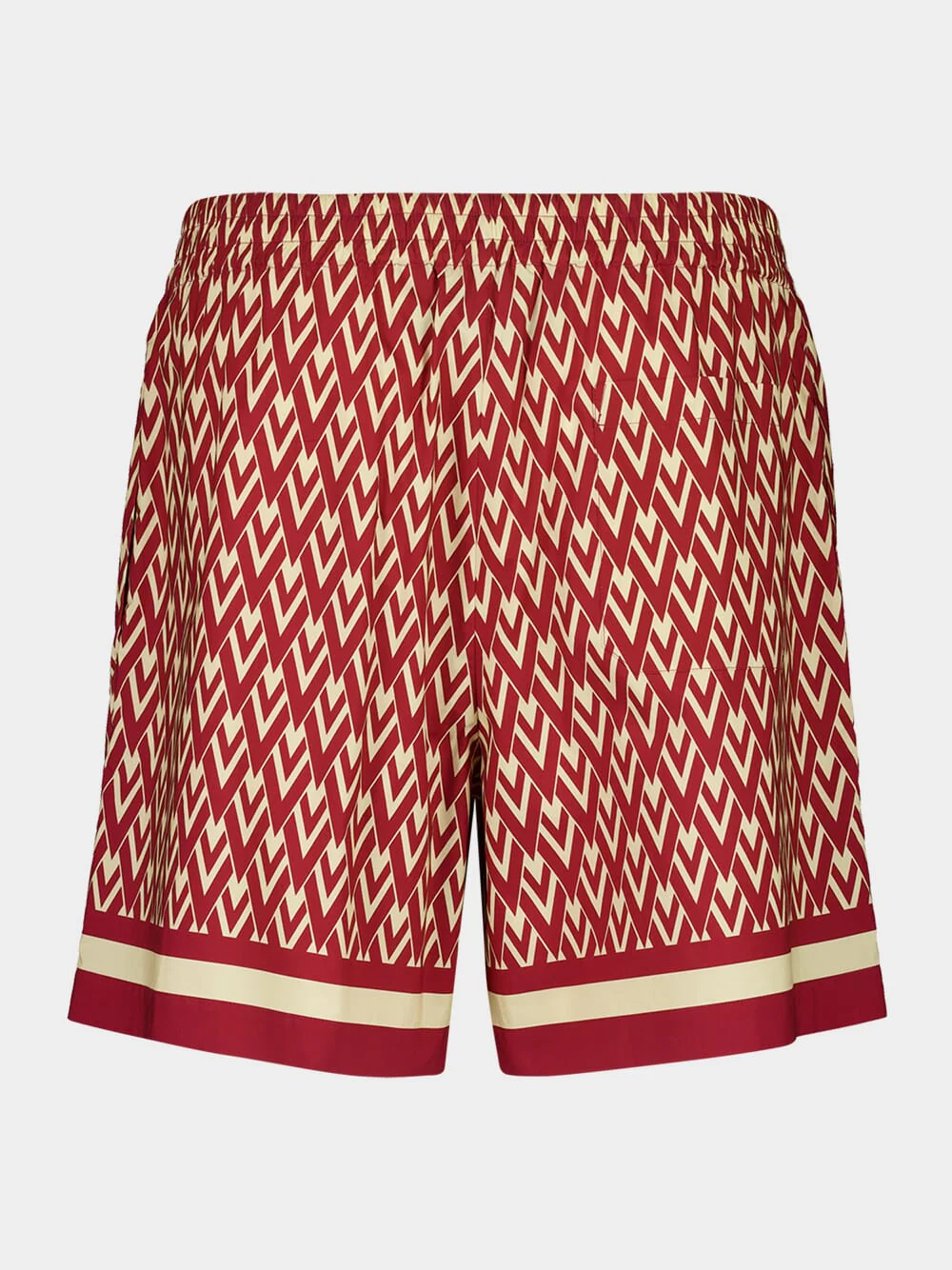 Red and Cream Cotton Bermuda Shorts with Toute la V Print - Image 2