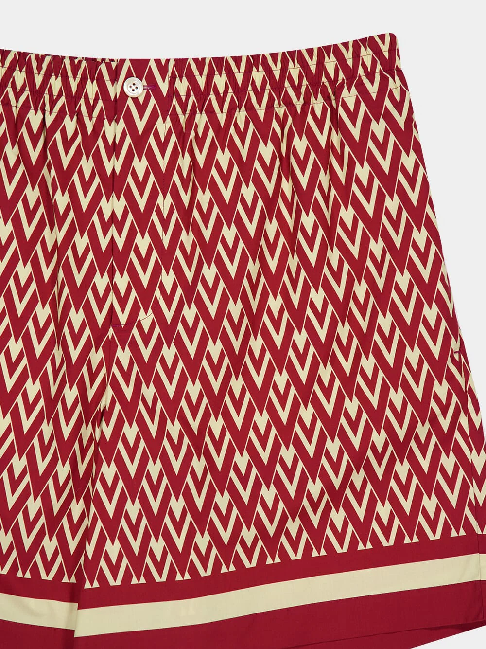 Red and Cream Cotton Bermuda Shorts with Toute la V Print - Image 3