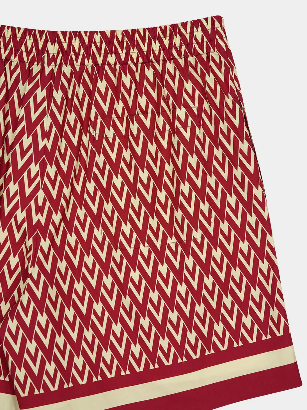 Red and Cream Cotton Bermuda Shorts with Toute la V Print - Image 4
