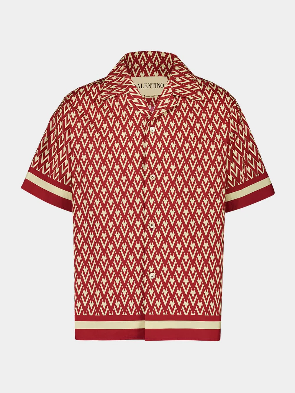 Red and Cream Cotton Shirt with Toute la V Print