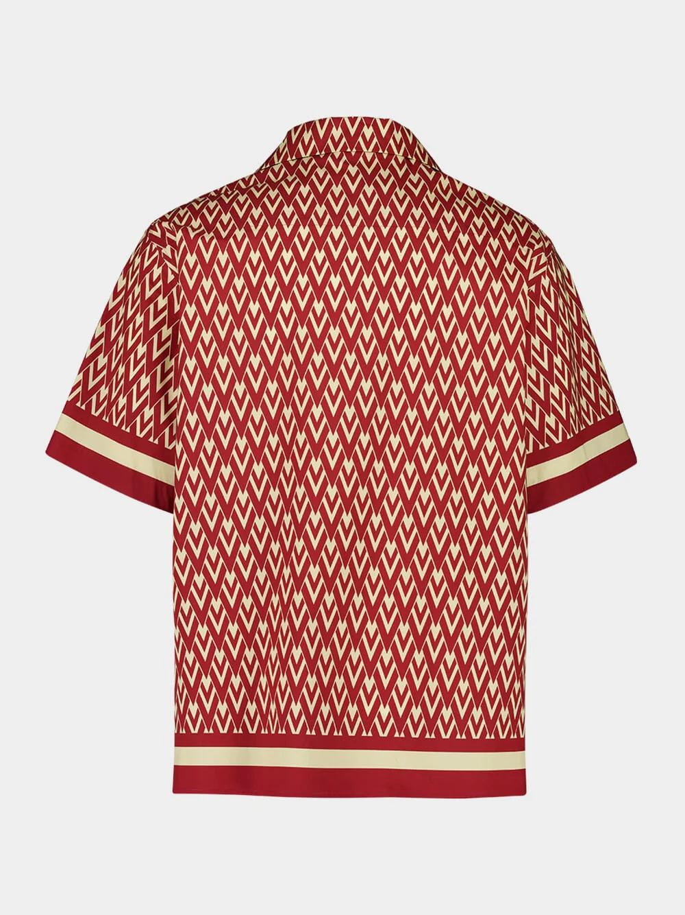 Red and Cream Cotton Shirt with Toute la V Print - Image 3