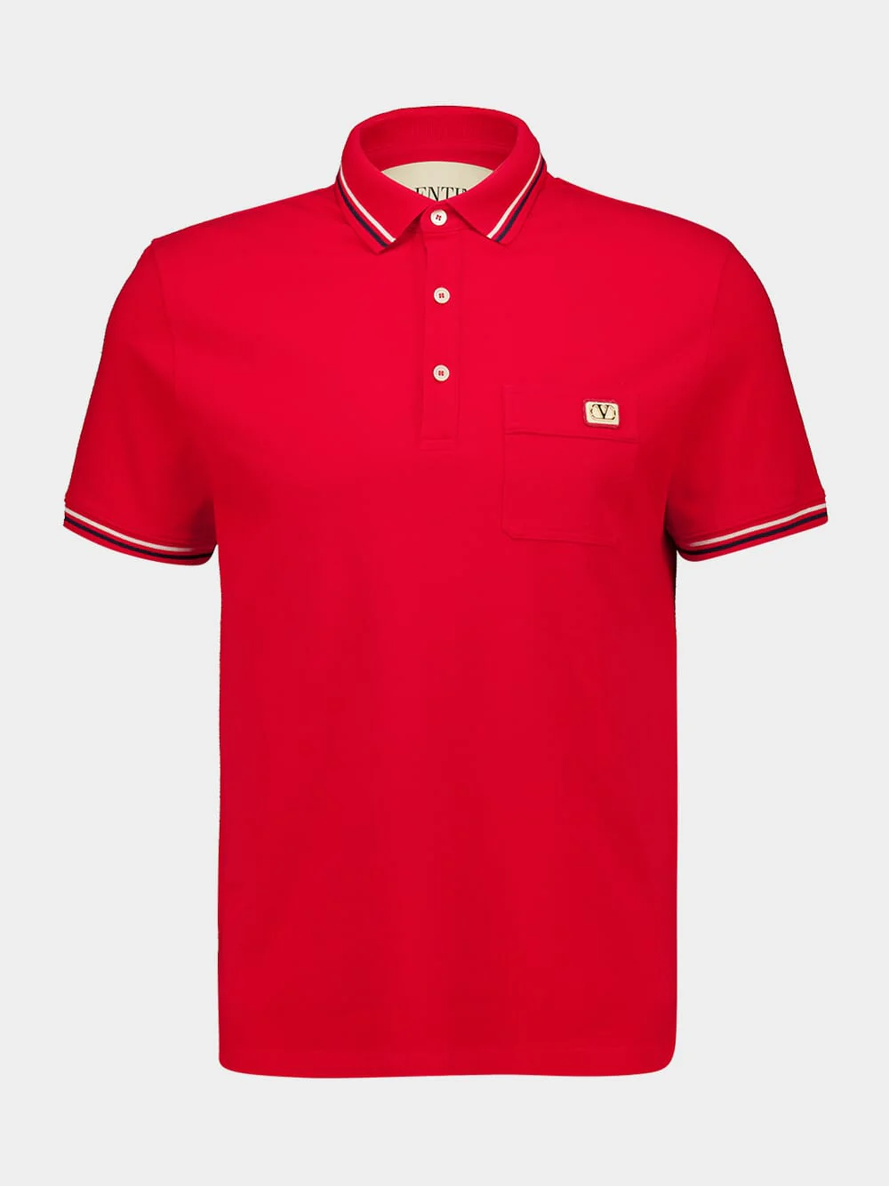 Red Piqué Polo with VLogo Patch - Image 2