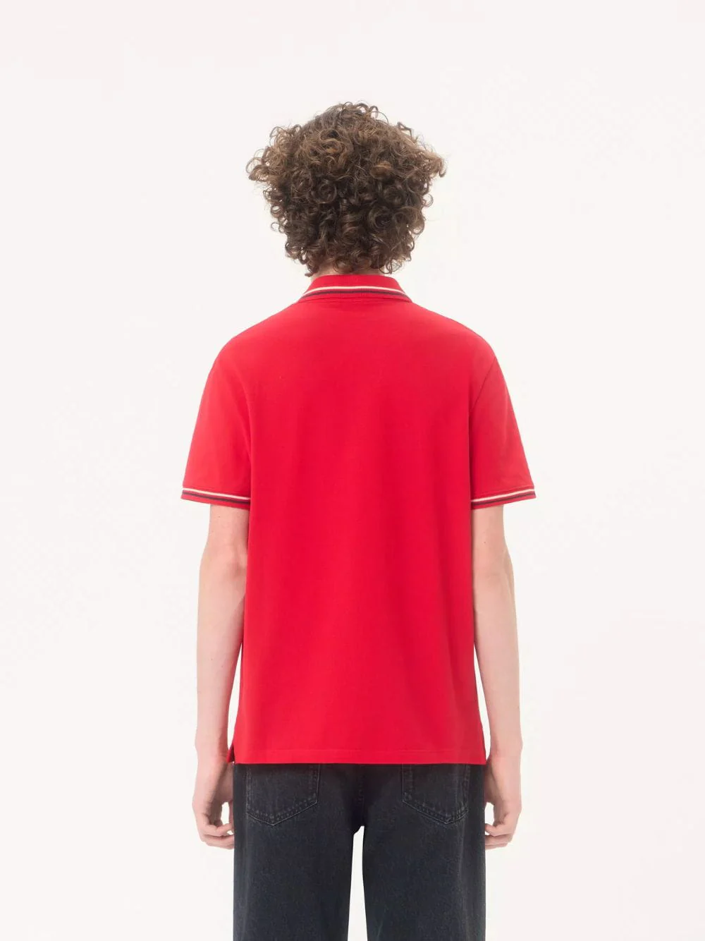 Red Piqué Polo with VLogo Patch - Image 3
