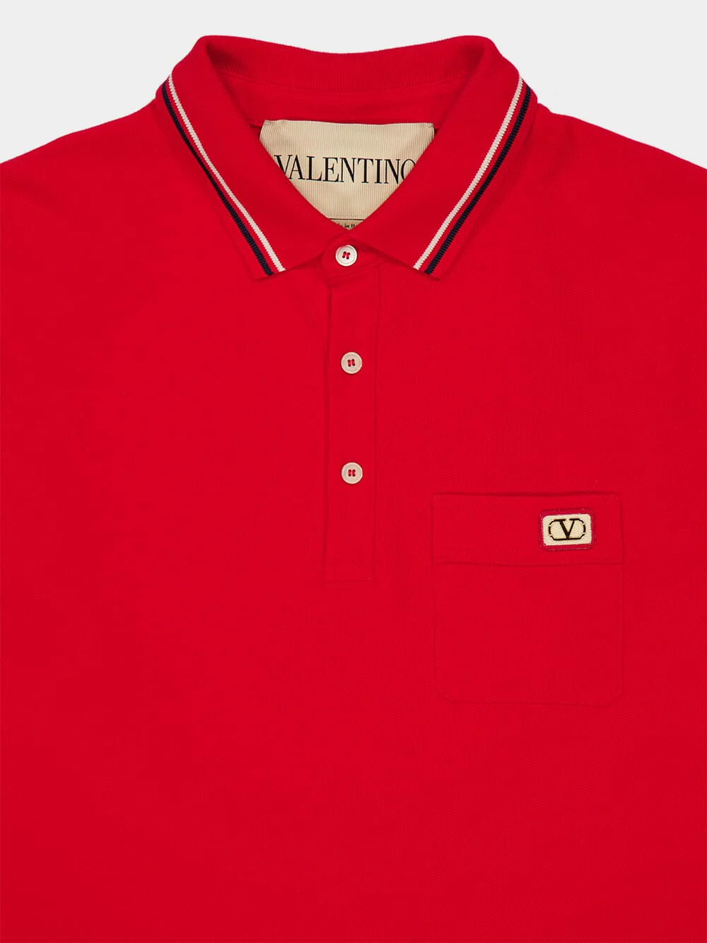 Red Piqué Polo with VLogo Patch - Image 5