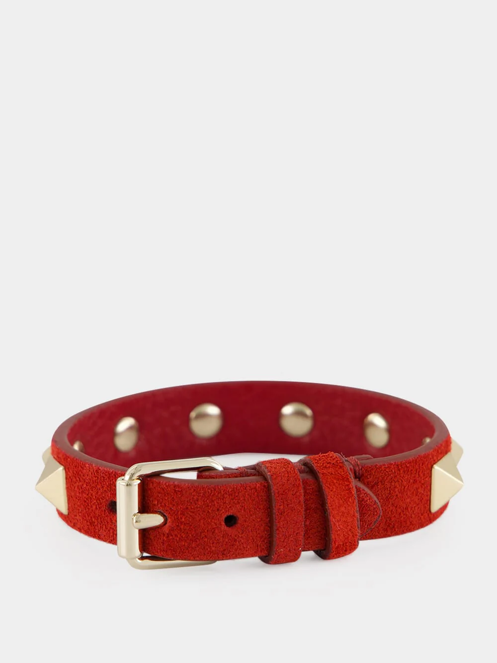 Red Suede Rockstud Bracelet - Image 2