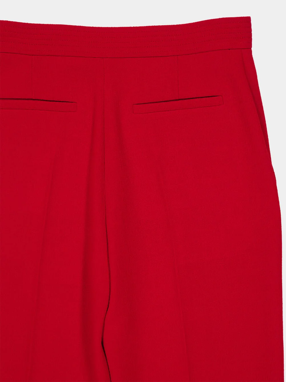 Red Wool Crepe Trousers with V Detail - Image 6