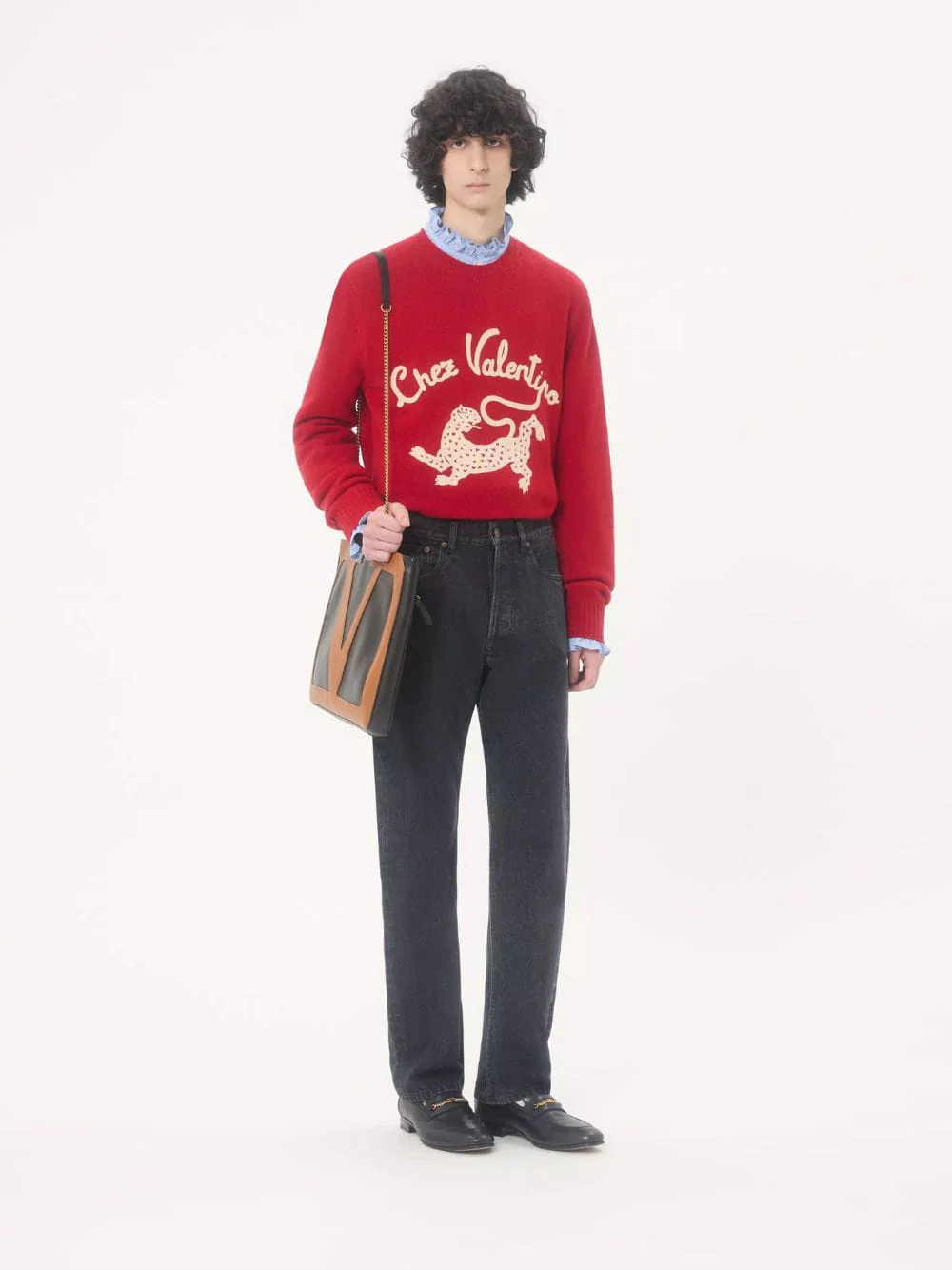 Red Wool Sweater with Chez Valentino and Panther Embroidery - Image 2