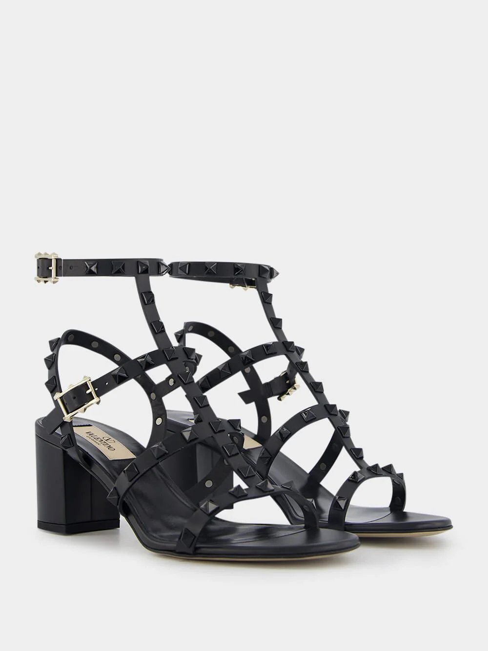 Rockstud Calfskin Ankle Strap Sandals - Image 3