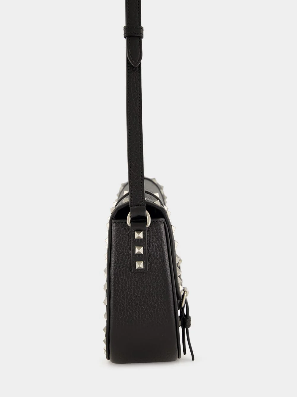 Rockstud Large Messenger Bag in Black Leather - Image 4