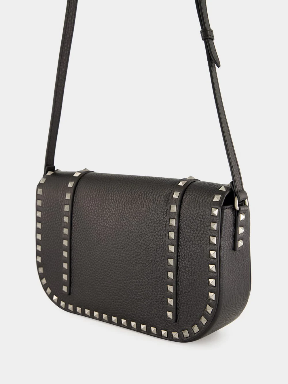 Rockstud Large Messenger Bag in Black Leather - Image 5