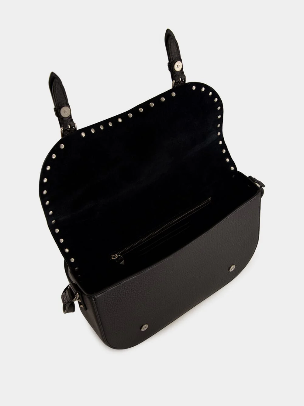 Rockstud Large Messenger Bag in Black Leather - Image 6