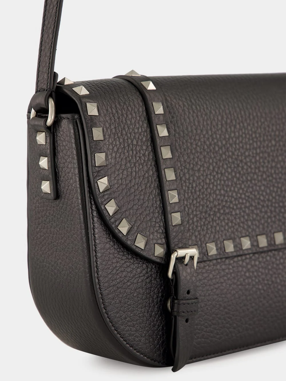 Rockstud Large Messenger Bag in Black Leather - Image 7