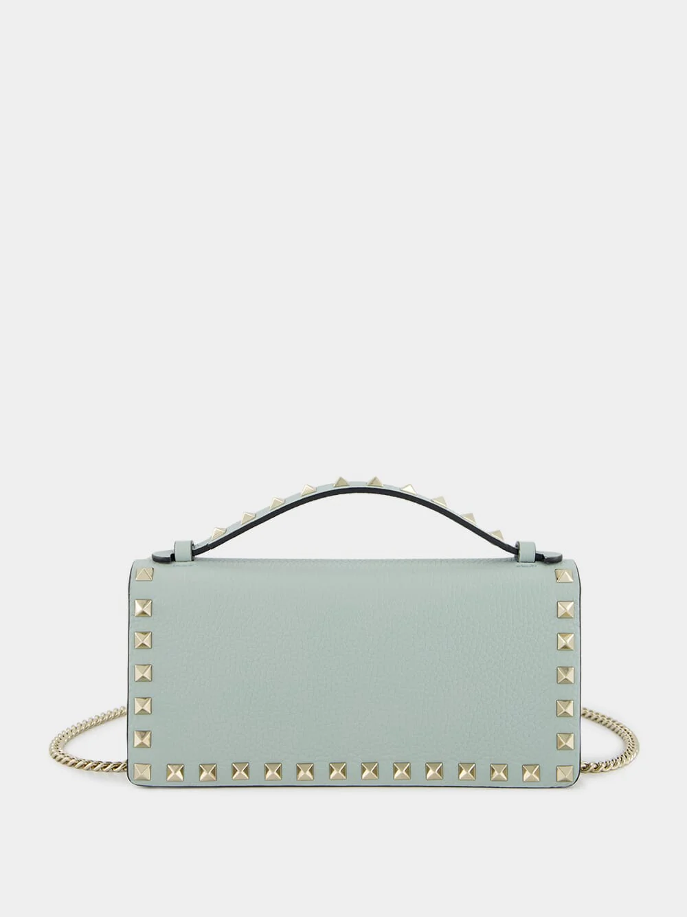 Rockstud Leather Wallet on Chain
