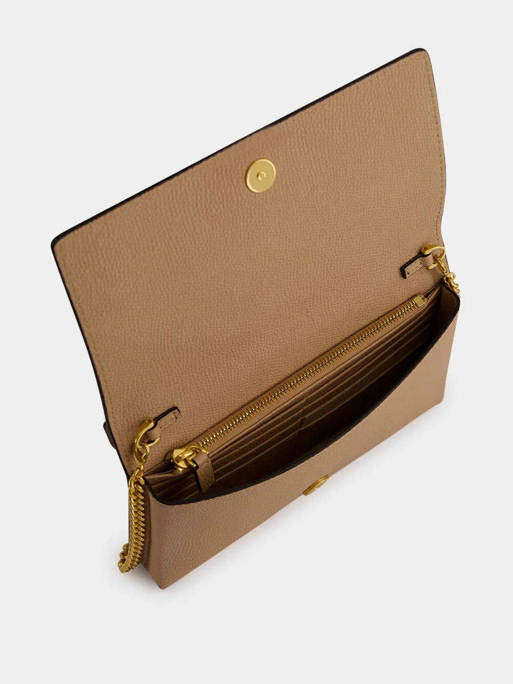 Rose Sand Leather Crystal Logo Clutch - Image 5
