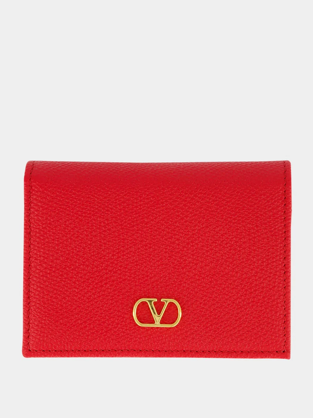 Rouge Calf Leather VLogo Wallet