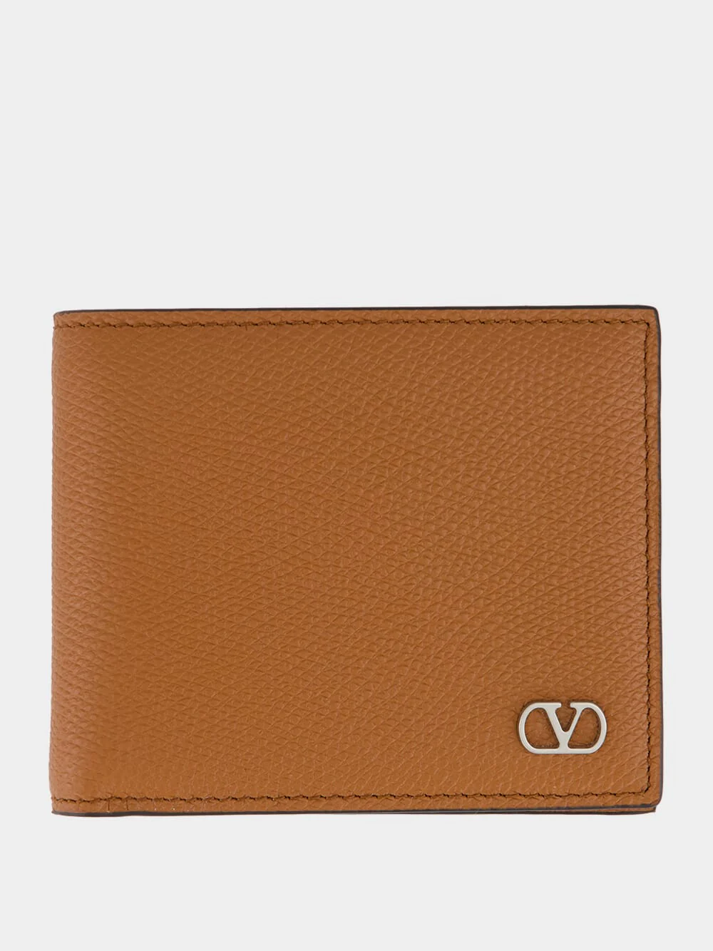 Saddle Brown VLogo Signature Grainy Calfskin Wallet