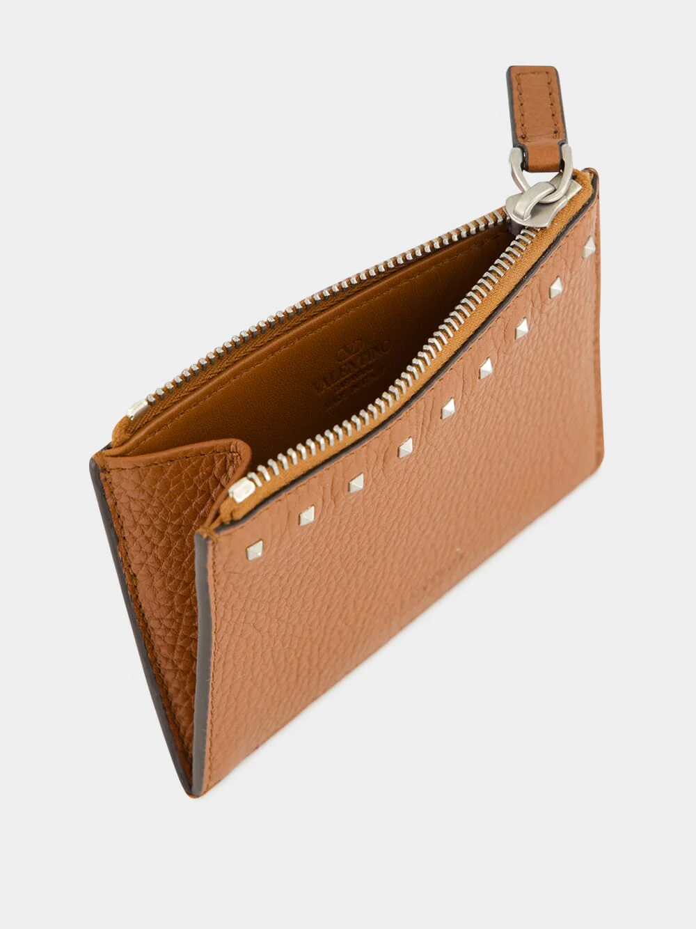 Selleria Brown Leather Card Holder with Zip and Rockstuds - Image 3