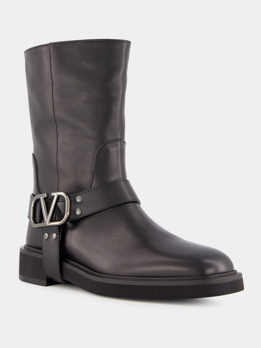 Black Leather Biker Boots - Image 2