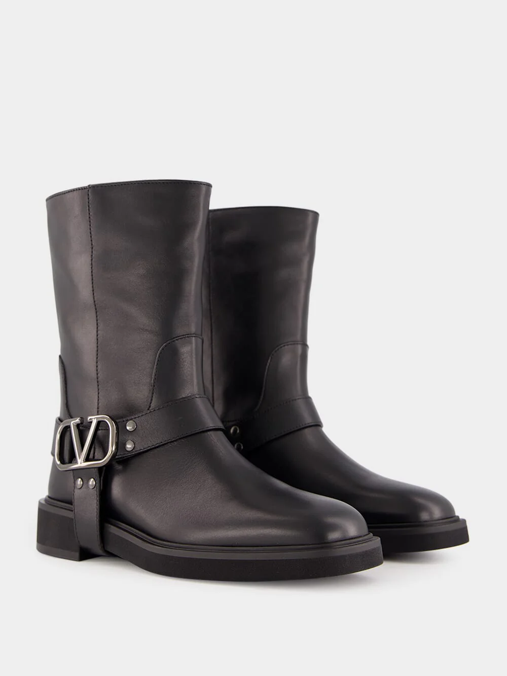 Black Leather Biker Boots - Image 3