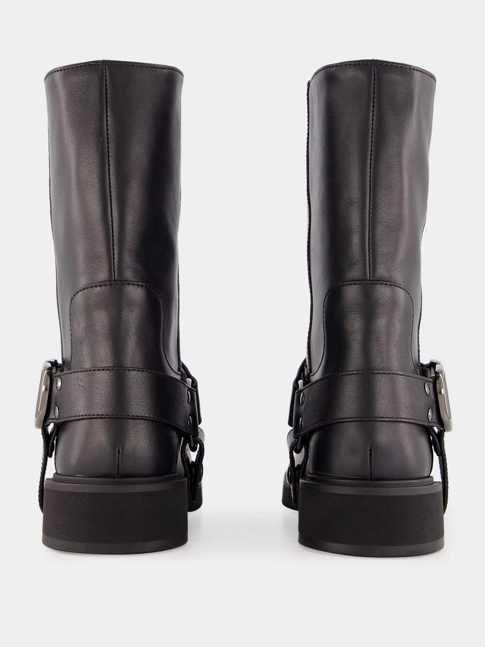 Black Leather Biker Boots - Image 4