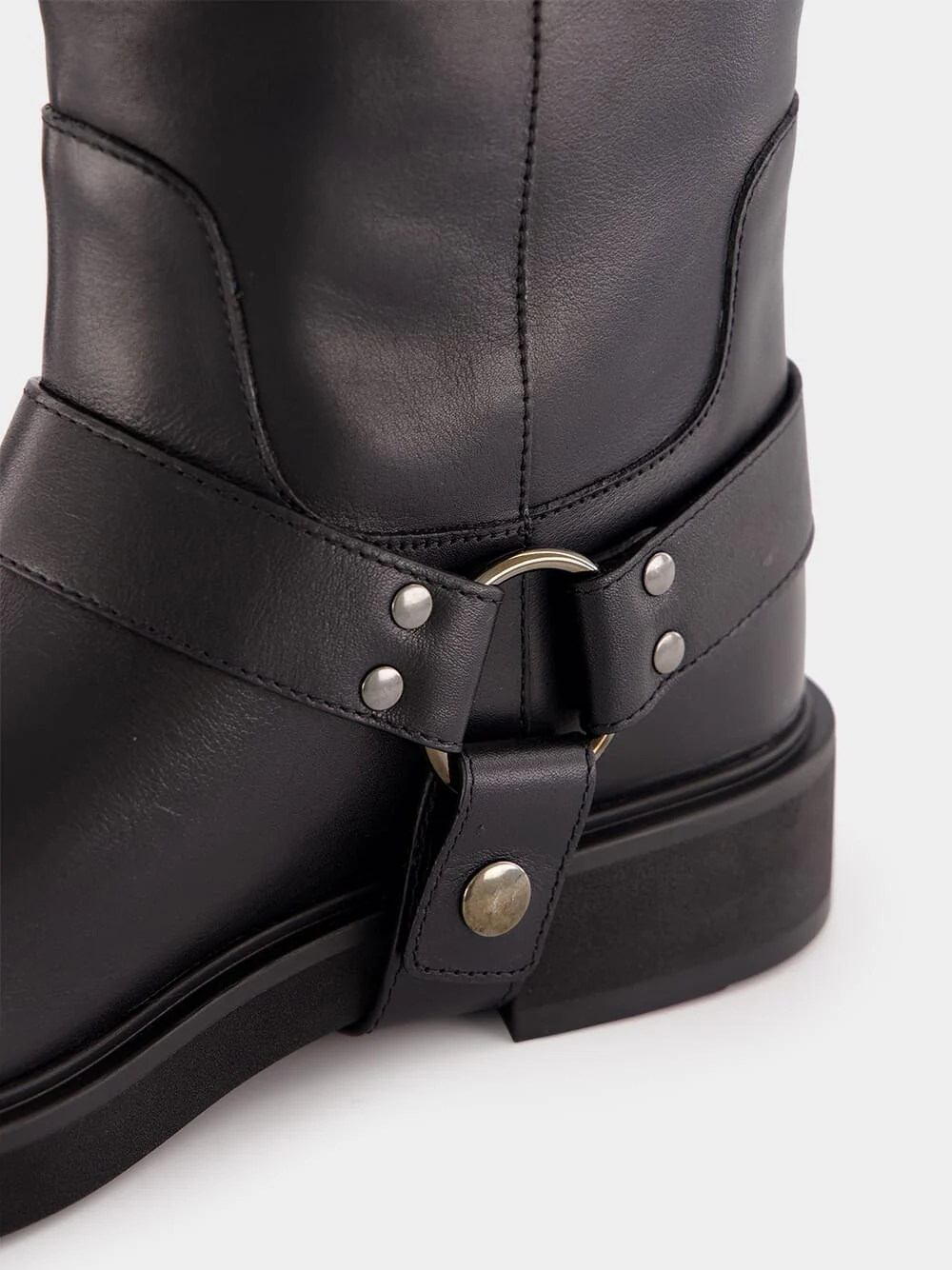 Black Leather Biker Boots - Image 6
