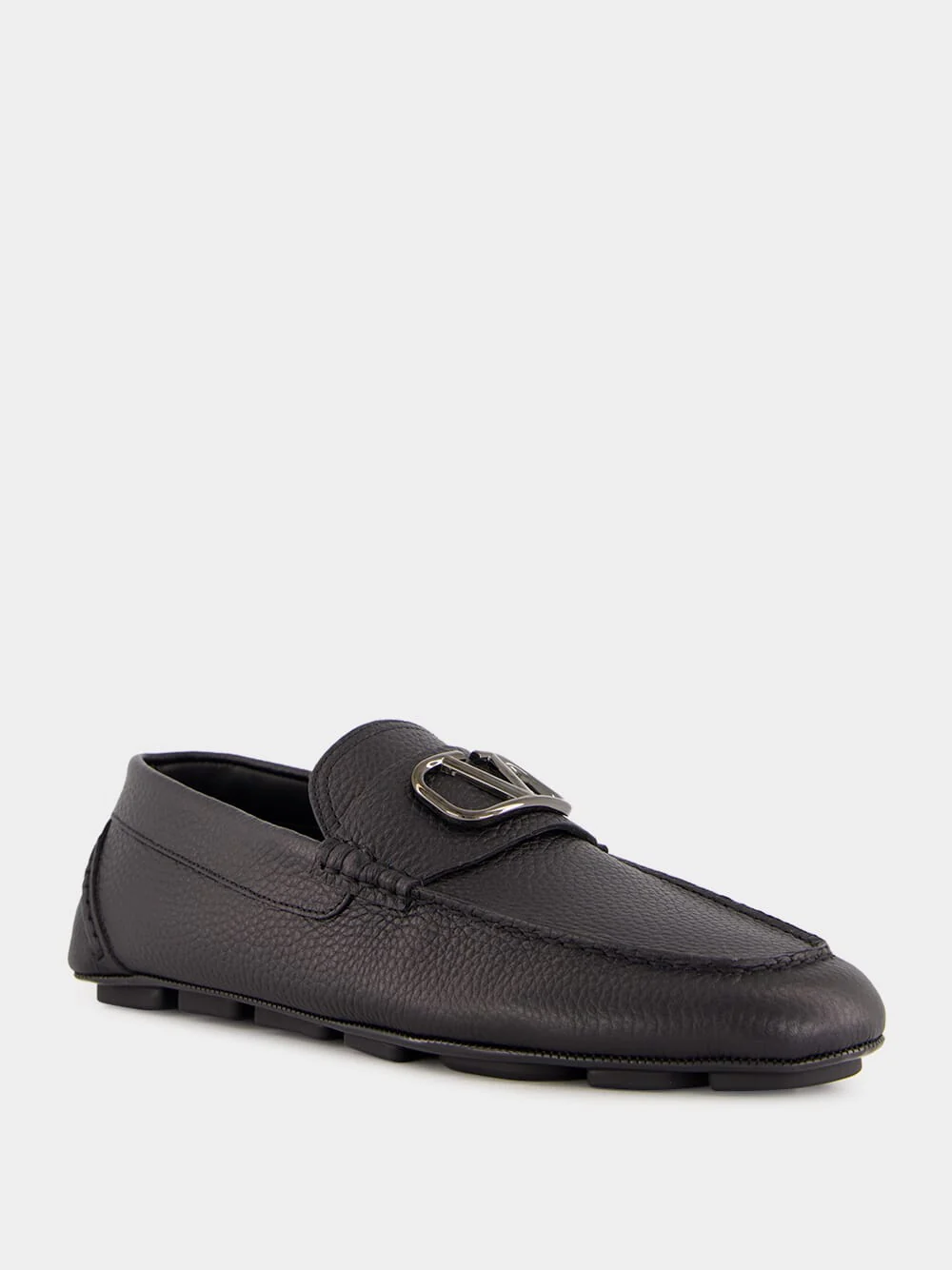 Black Leather Loafers with Logo - Image 2