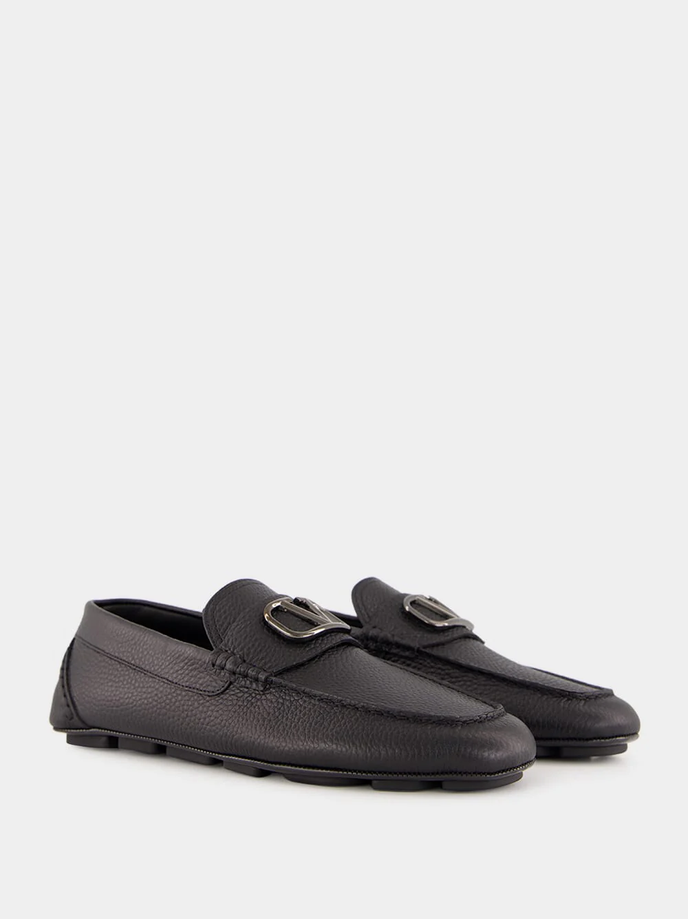 Black Leather Loafers with Logo - Image 3