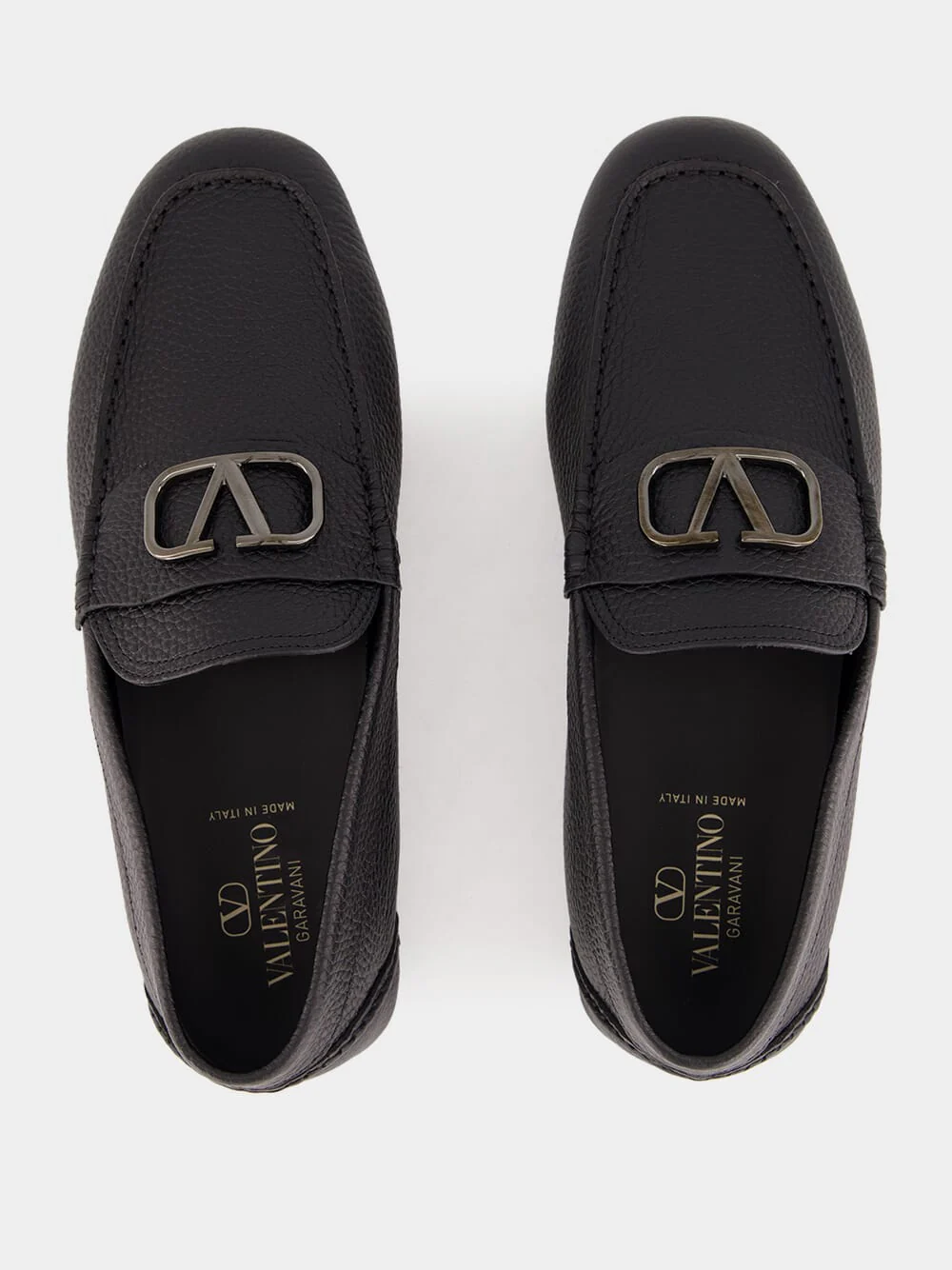 Black Leather Loafers with Logo - Image 4