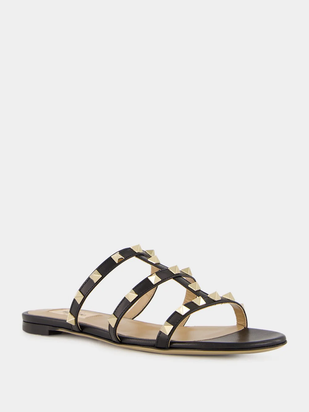 Black Rockstud Flat Slide Sandal - Image 2