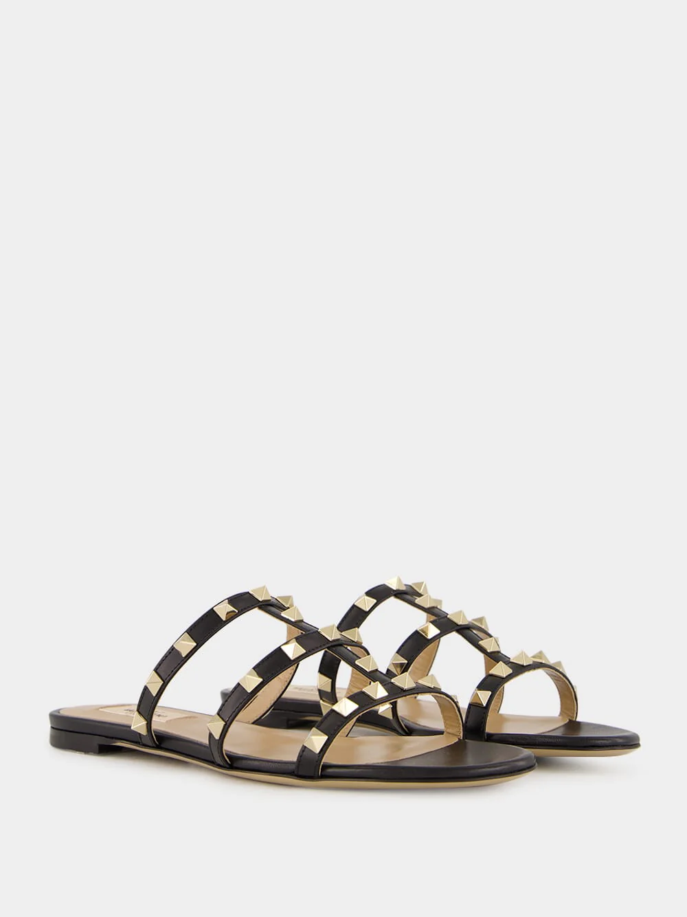 Black Rockstud Flat Slide Sandal - Image 3