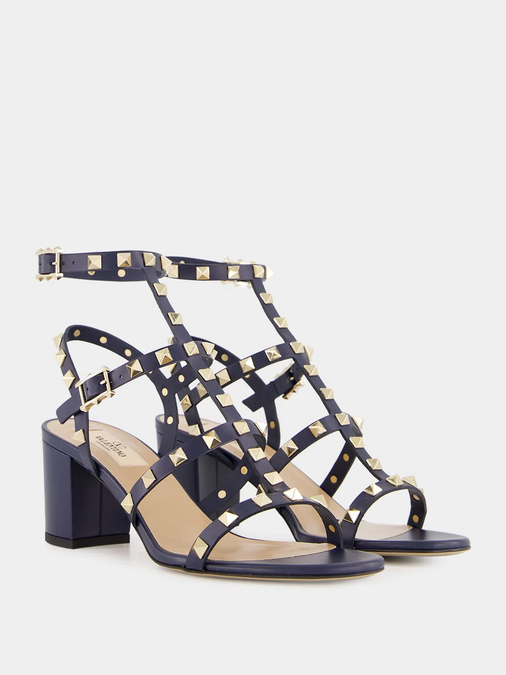 Blue Rockstud Ankle Strap Sandals - Image 3