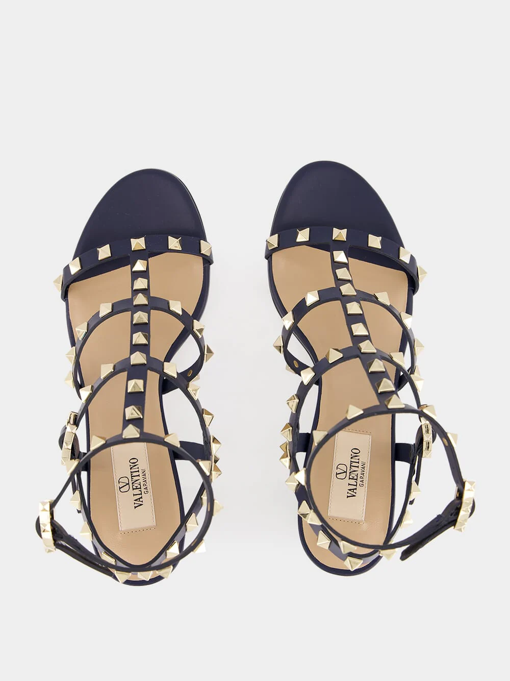 Blue Rockstud Ankle Strap Sandals - Image 4